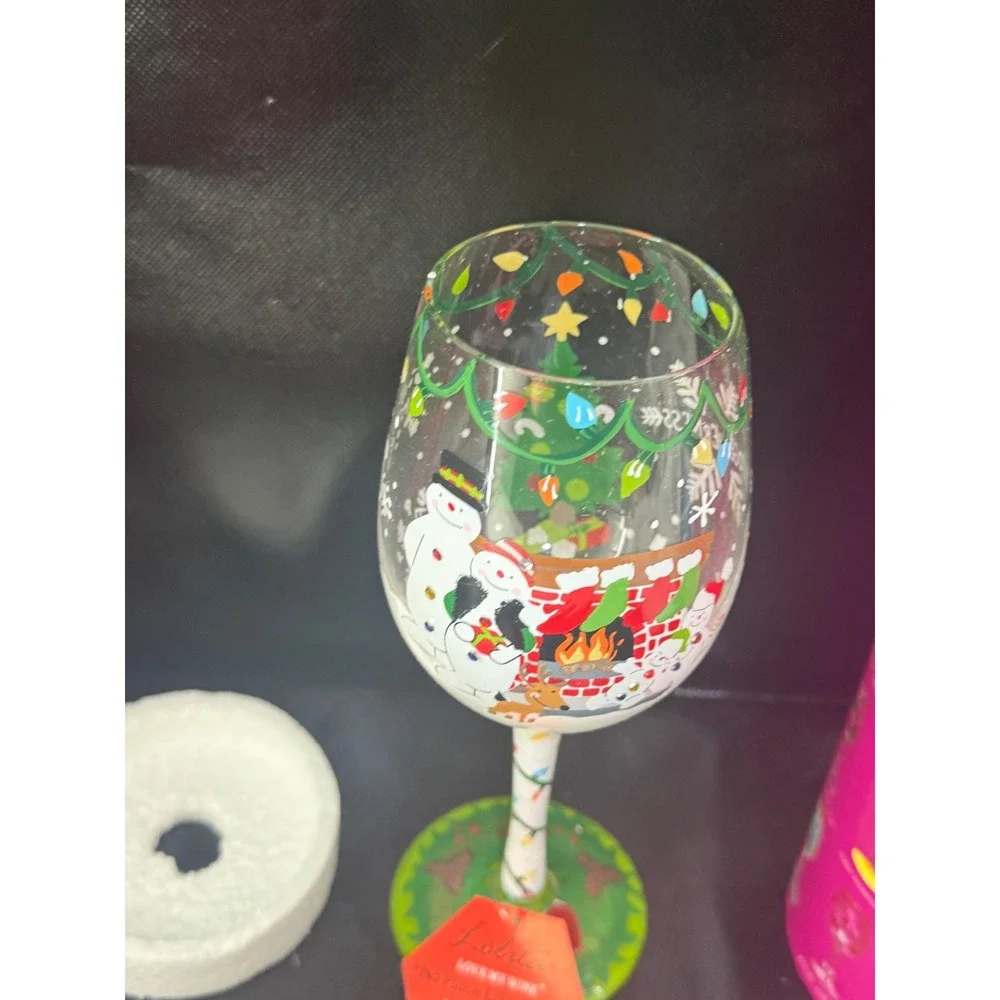 Lolita Love My Wine‎ No Place Like Home Christmas Wine Glass 15oz Hallmark Boxed